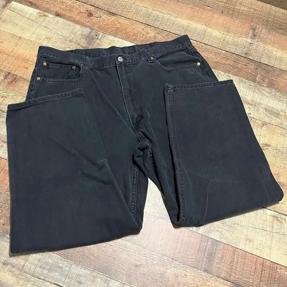 Levis 100% Cotton Black Wash Denim Straight Leg 550 Jeans Sz 42x30 Closet Staple